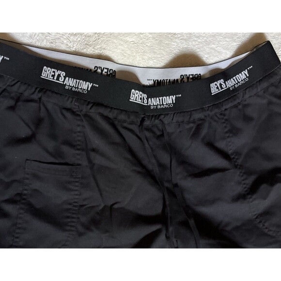 Grey's Anatomy by Barco Active Scrub Pants Black Women's XL Elastic Waist & Tie - Picture 2 of 7